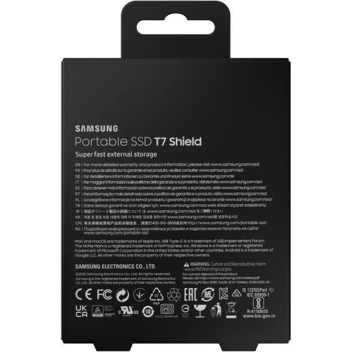 Disco Externo SSD Samsung Portable T7 Shield 2TB/ USB 3.2/ Negro 3