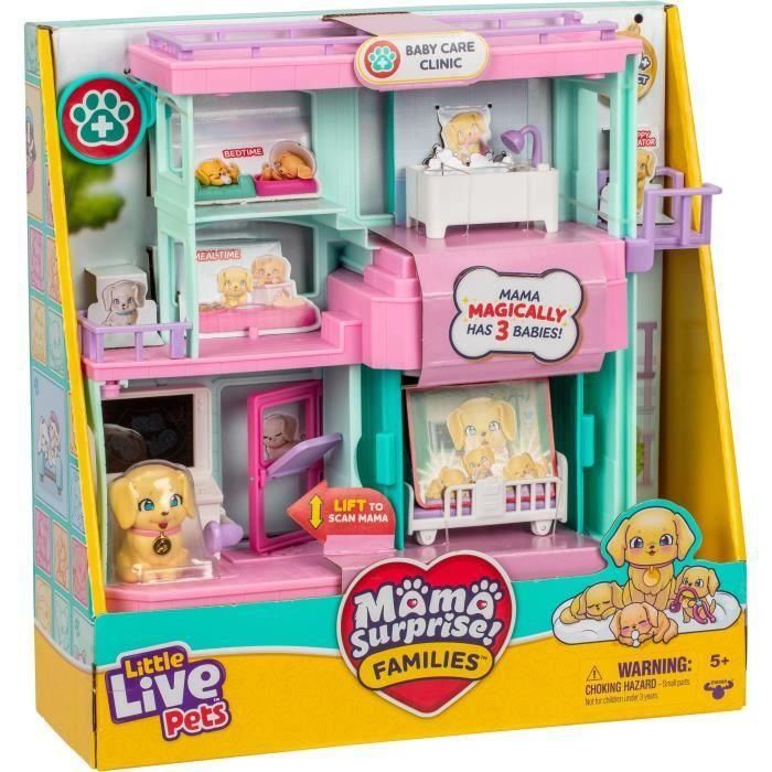Moose Little Live Pets 26673 Clínica para Bebés Familias Sorpresa, Descubre 3 Adorables Cachorros Retriever como por Arte de Magia, +5 Años