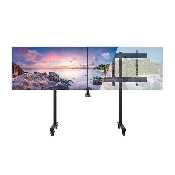 B-Tech BT8518 Carrito Móvil Premium XXL Doble Pantalla para Videoconferencia VESA 1000x800 2