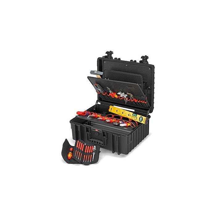 Knipex Robust34 Elektro – Maleta de herramientas de polipropileno (PP) robusta y resistente, color negro, 510x419x215 mm