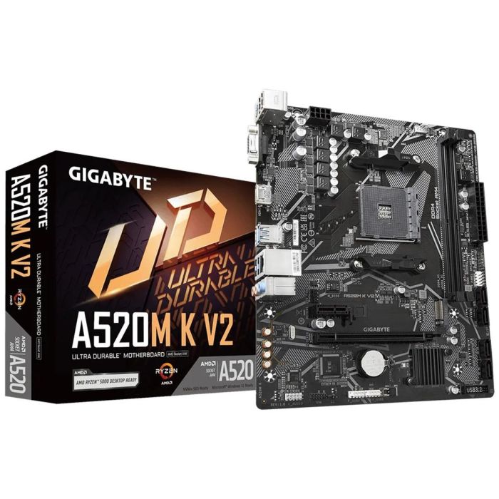 Gigabyte 9MA52MK2-00-11 Placa Base A520M K V2 AMD A520 Socket AM4 Micro ATX DDR4 PCIe 3.0 M.2 GbE LAN Ryzen Series