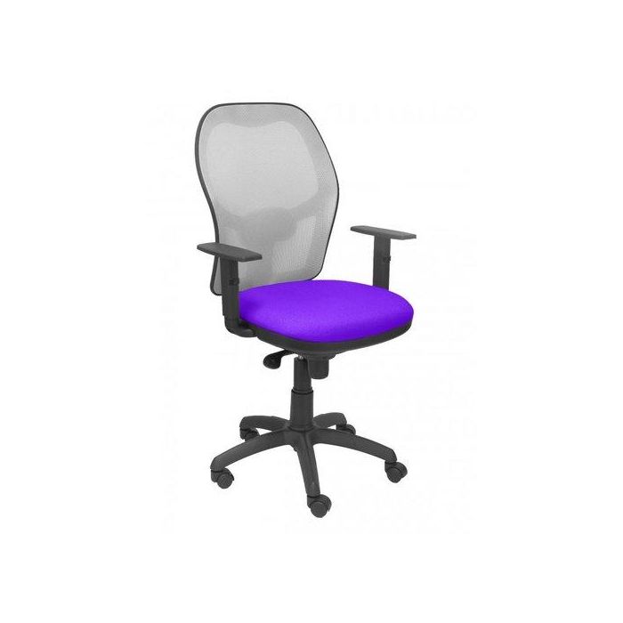 Silla Piqueras Y Crespo Jorquera Brazos Regulables Mecanismo Sincro Con Regulador De Tension Respaldo De Malla Gris Y Asiento Tapizado Bali Lila