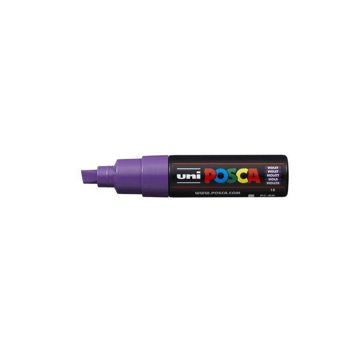 Posca PC-8K Rotulador de pintura base agua 8 mm violeta, punta biselada acrílica no permanente para cualquier superficie