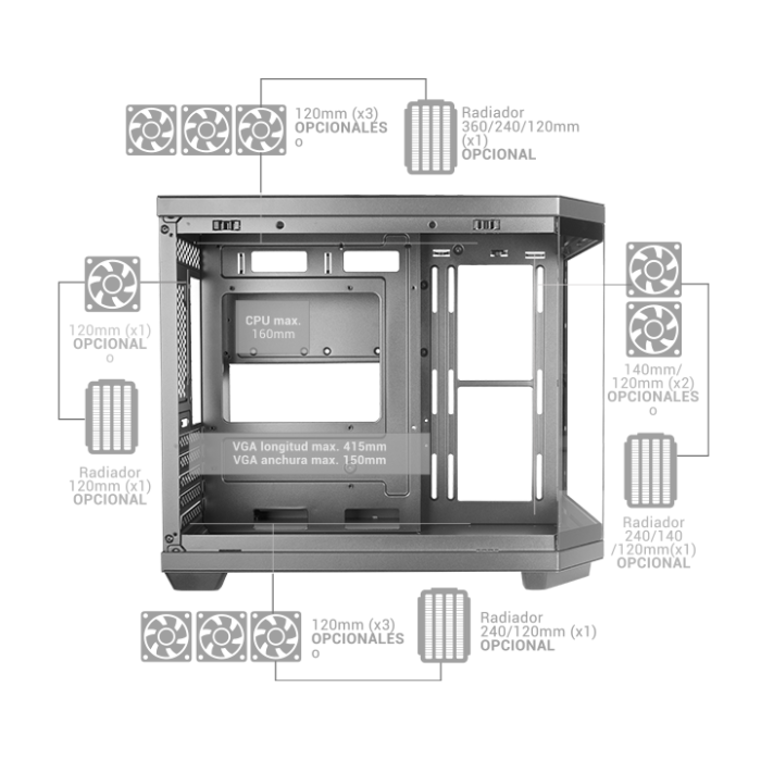 Mars Gaming MC3TCOREM Caja Micro-ATX con Triple Panel de Cristal Templado para Gaming 1