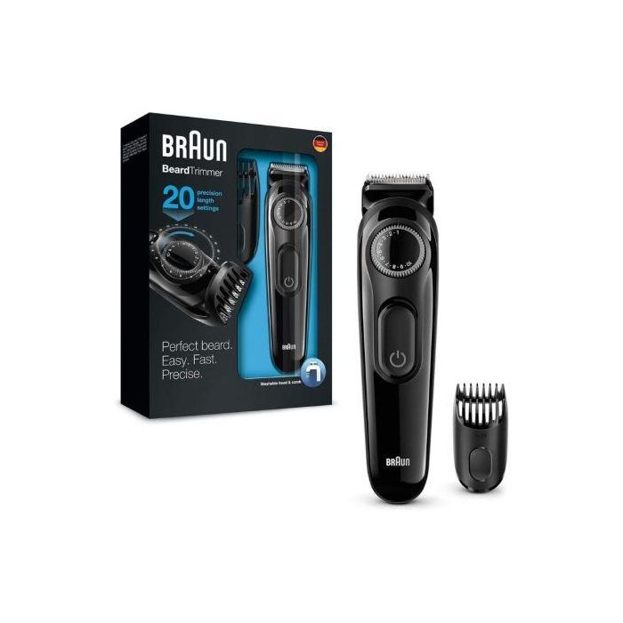 Braun BT3022 Cortabarbas Recargable para Hombre, Recortadora de Barba con 20 Ajustes de Longitud, Cabezal Lavable, 3 Accesorios (Incluye Peine y Batería) 1 Braun BT3022 Cortabarbas Recargable para Hombre, Recortadora de Barba con 20 Ajustes de Longitud, Cabezal Lavable, 3 Accesorios (Incluye Peine y Batería) 1