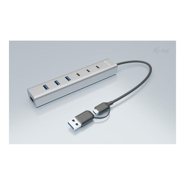 i-tec Hub Carga Metal USB-C/USB-A de 7 Puertos (3 USB-C + 4 USB-A) 5000 Mbps Aluminio 3