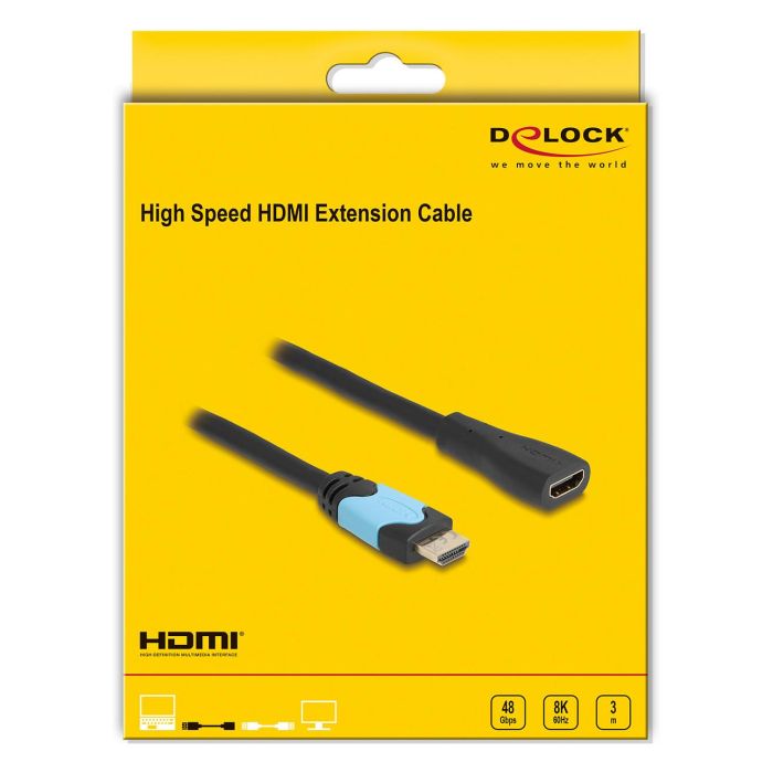DeLOCK Alargador o Extensor HDMI Cable High Speed 48 Gbps 8K 60Hz 3m, 4K 120Hz, HDR, Dolby Vision, ARC, Ethernet, Conectores Chapados en Oro 2 DeLOCK Alargador o Extensor HDMI Cable High Speed 48 Gbps 8K 60Hz 3m, 4K 120Hz, HDR, Dolby Vision, ARC, Ethernet, Conectores Chapados en Oro 2