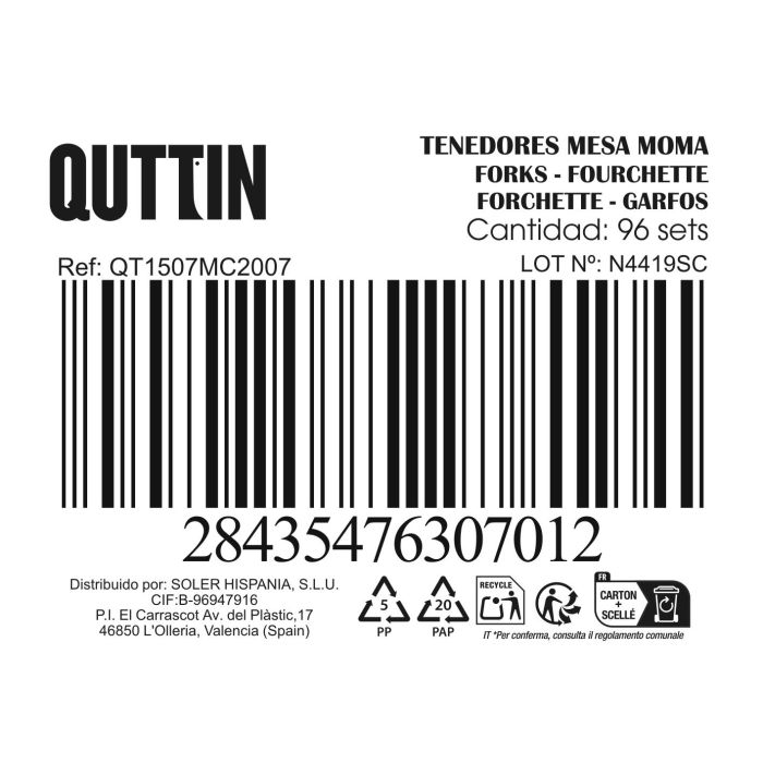 Inde Set 2 Tenedores de Mesa Moma Black Matt - 20.5 cm (12 Cajas) 2