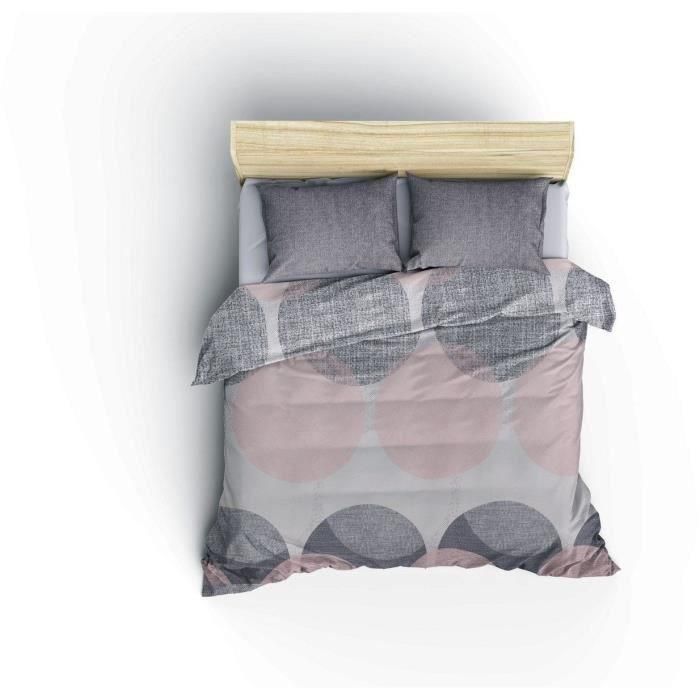 Juego de cama - 1 funda nórdica 220x240 cm + 2 fundas de almohada 60x60 cm - 100% algodón - Gris 1 Juego de cama - 1 funda nórdica 220x240 cm + 2 fundas de almohada 60x60 cm - 100% algodón - Gris 1