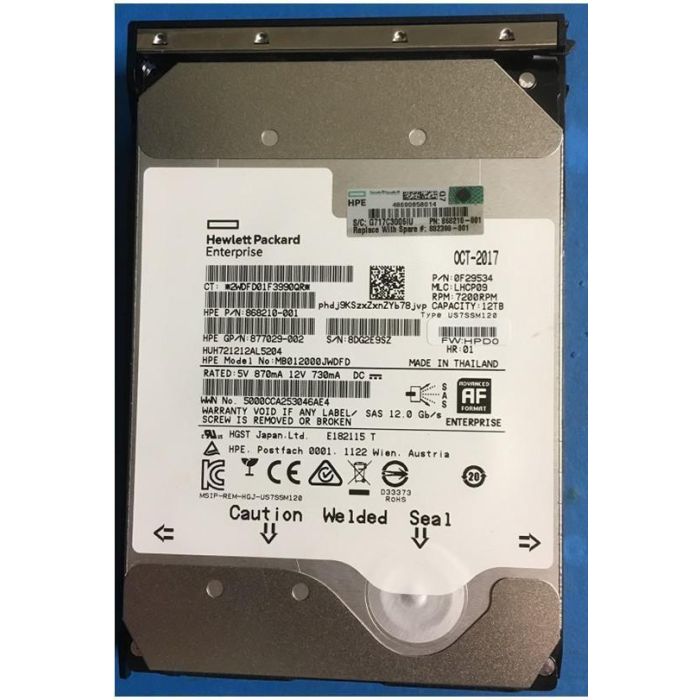 Hewlett Packard Enterprise Disco Duro Interno 12TB SAS HDD para Servidores y Almacenamiento Profesional
