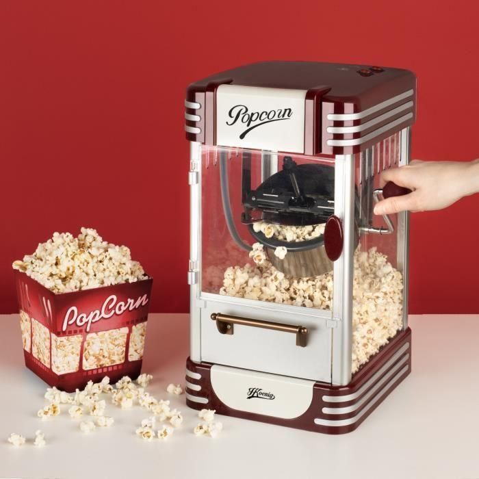 Máquina de palomitas - HKoeNIG - Diseño retro - Capacidad 50g - Luz interior 1 Máquina de palomitas - HKoeNIG - Diseño retro - Capacidad 50g - Luz interior 1