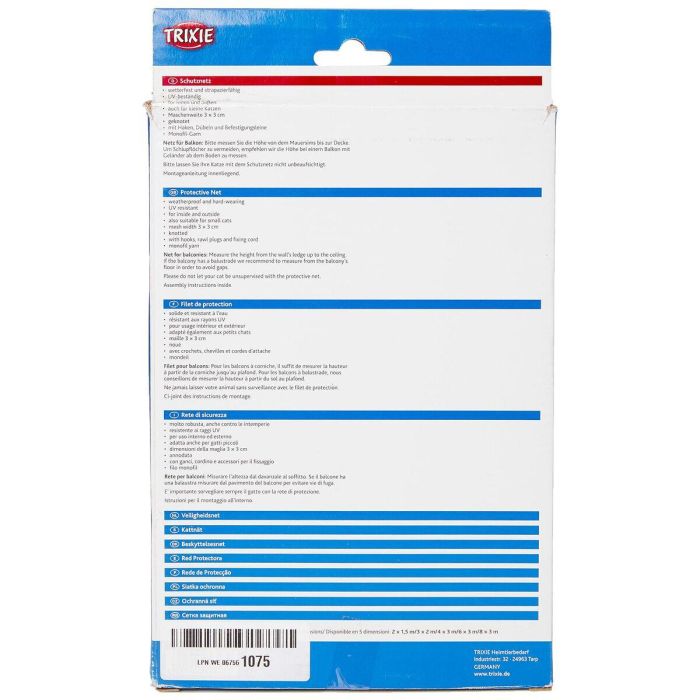 TRIXIE Red de protección para gatos 8x3m transparente resistente rayos UV para interior y exterior 2