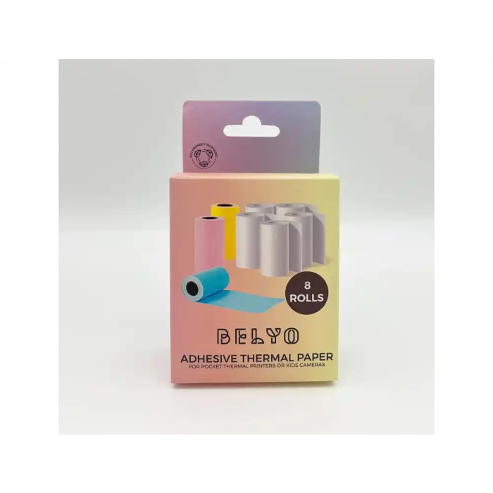 Wondee Papel Térmico Adhesivo Pack 8 Rollos para Cámaras Infantiles e Impresoras 60x25x25 mm 3