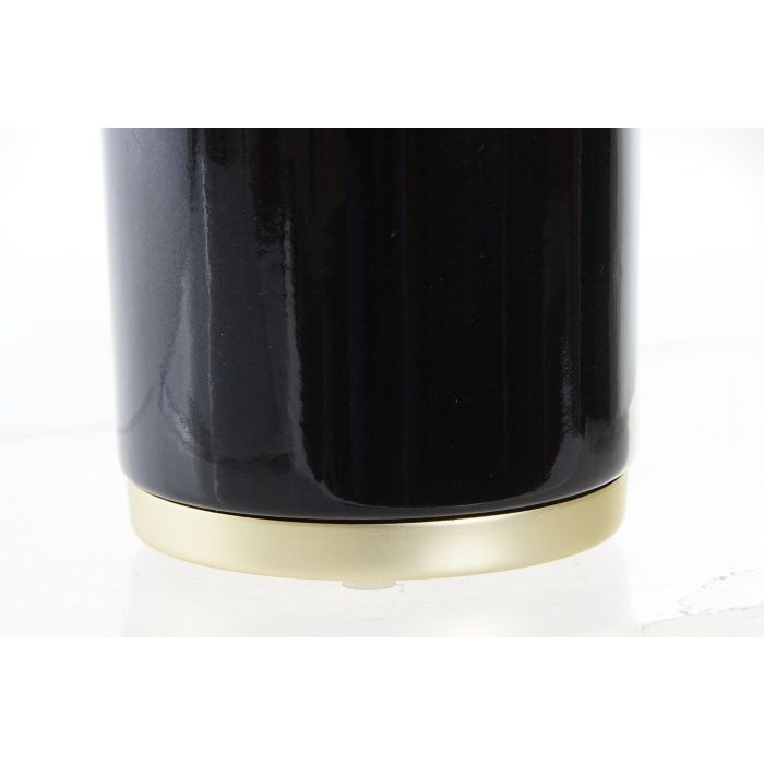 DKD Home Decor Vaso Decoración Estilo Glam Negro y Dorado, Fabricado en Gres y Metal, Apto Lavavajillas, 8x10x8 cm, Pack 2 Unidades 2