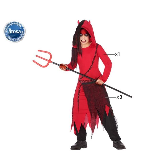 Disfraz Demonio Niño Halloween Rojo y Negro Talla 5-6 Años 0 Disfraz Demonio Niño Halloween Rojo y Negro Talla 5-6 Años 0