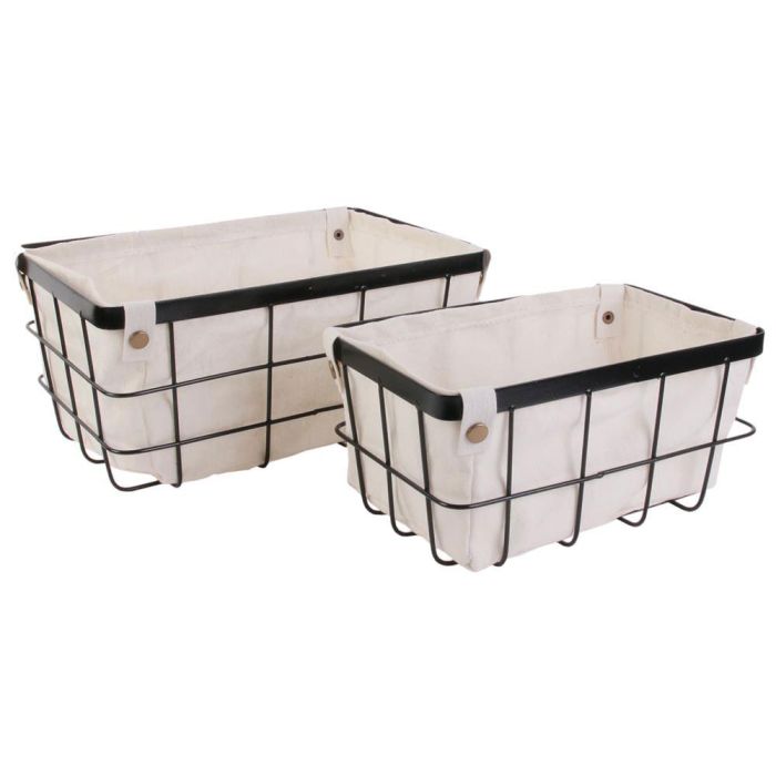 Idebox Juego de 2 Cestas de Metal con Funda Rangement Deco Grande 30x20x15 cm Pequeña 25x15x13 cm 0 Idebox Juego de 2 Cestas de Metal con Funda Rangement Deco Grande 30x20x15 cm Pequeña 25x15x13 cm 0