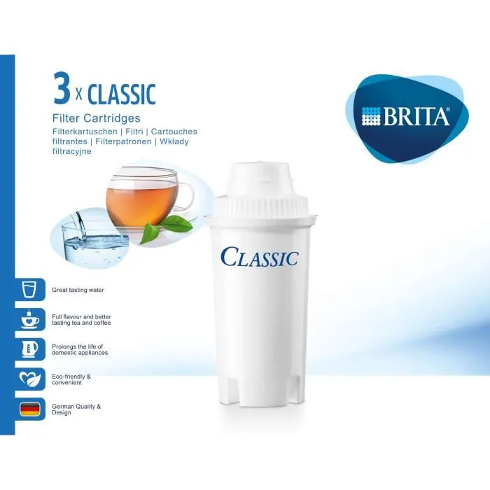 Brita Pack de 3 cartuchos de filtro blanco clásico 1