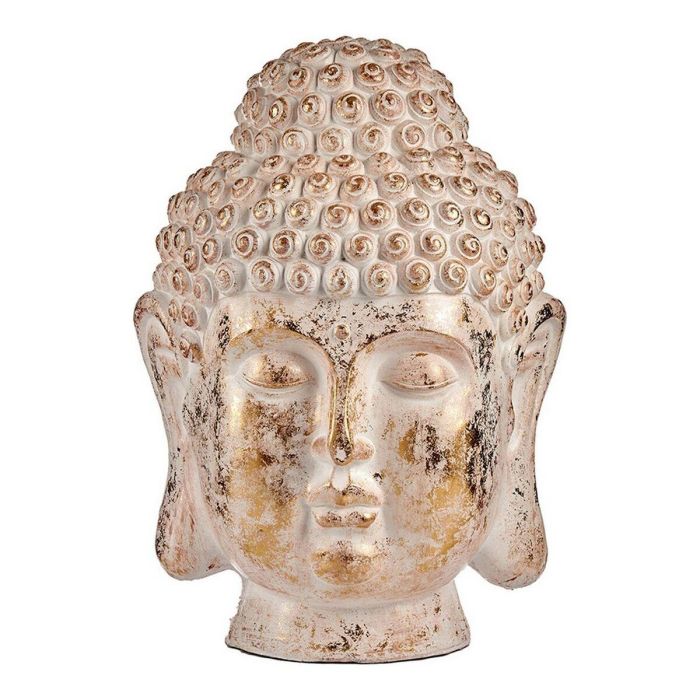 Ibergarden Cabeza Buda Grande en Poliresina Blanco y Oro 45x68x48 cm