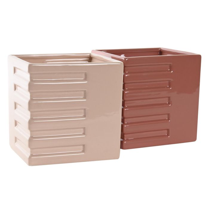 DKD Home Decor Macetero Urban Rosa Terracota Dolomita 12 x 15 x 15 cm (12 Unidades) 1