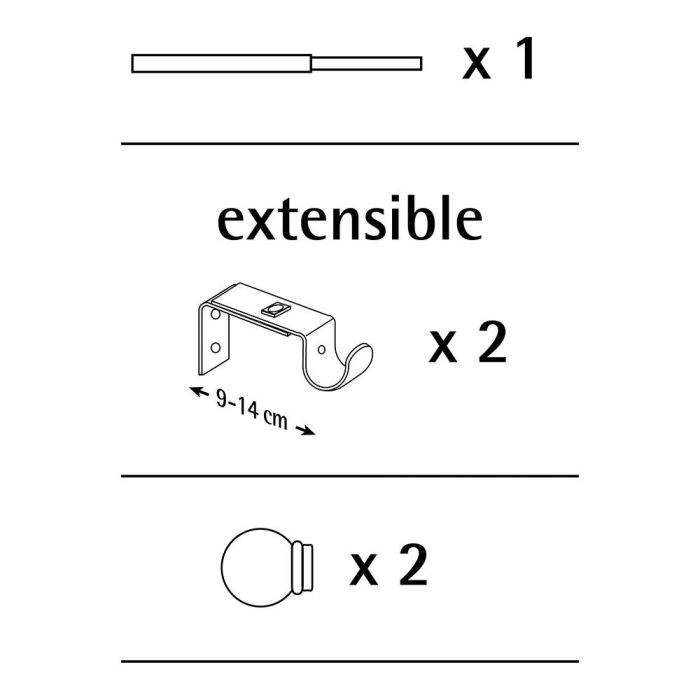 Stor Planet Kit barra cortina cono extensible 110-200 cm blanco acabado satinado Ø1,9 cm 1
