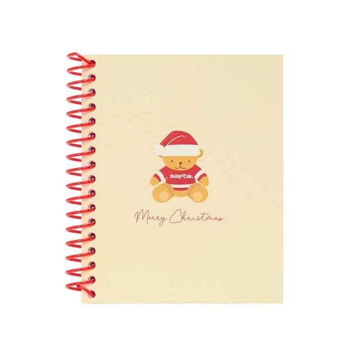 Safta Bloc A6 Osito Beige Felices Fiestas, 120 Hojas, 11,8x14,6 cm