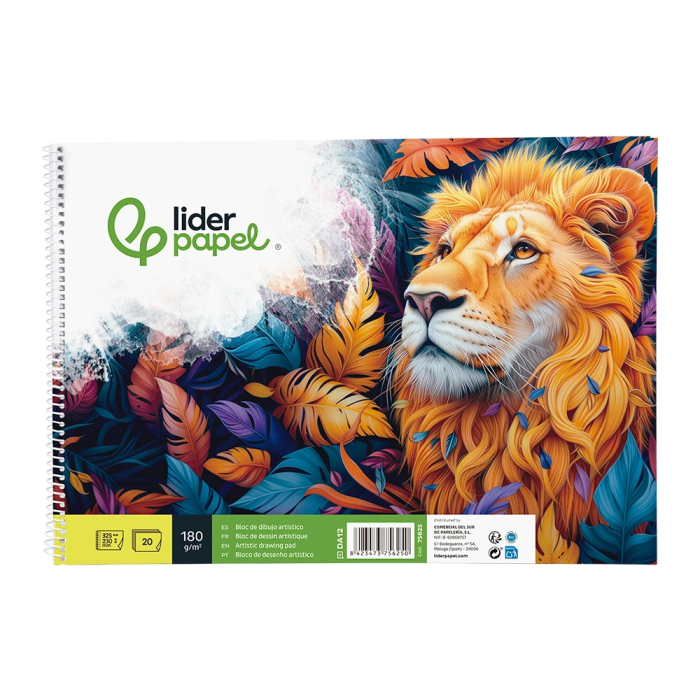 Liderpapel Bloc Dibujo Artístico Espiral 230x325mm 20 Hojas 180g/m² Sin Recuadro Perforado 1