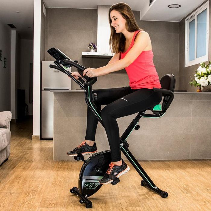 Cecotec 07016 Bicicleta Estática Plegable X-Bike Pro, Rodillo Entrenamiento Magnético con Respaldo, Pulsómetro y Pantalla LCD 2