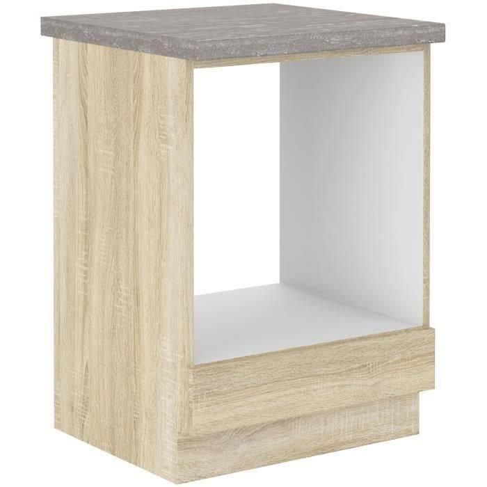 LASSEN Mueble Bajo para Horno Empotrado con Encimera Roble Sonoma - L60 x P51,6 x H85 cm