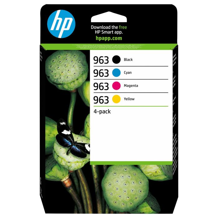 HP Pack 4 Cartuchos de Tinta Original 963 - Negro, Cian, Magenta, Amarillo - Rendimiento Negro 1000 págs / Color 700 págs - Compatible con OfficeJet Pro 9010, 9012, 9015 y más 0 HP Pack 4 Cartuchos de Tinta Original 963 - Negro, Cian, Magenta, Amarillo - Rendimiento Negro 1000 págs / Color 700 págs - Compatible con OfficeJet Pro 9010, 9012, 9015 y más 0