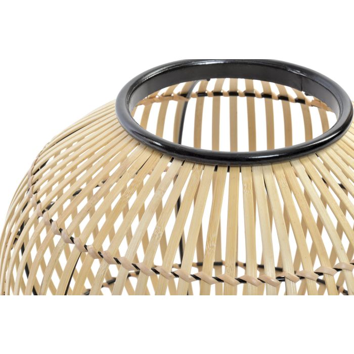 DKD Home Decor Lámpara de Sobremesa Tropical de Bambú y Metal en Tonos Marrón y Negro, Compatible con Bombilla E27, Medidas 36x37x36 cm 3