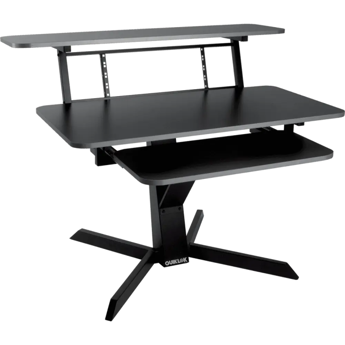 QUIKLOK Mueble Estudio (Workstation) Con Tres Niveles, Bandeja Principal 1120x560mm, Bandeja Superior 1250x324mm, Bandeja Teclado 757x355mm, Acero 5