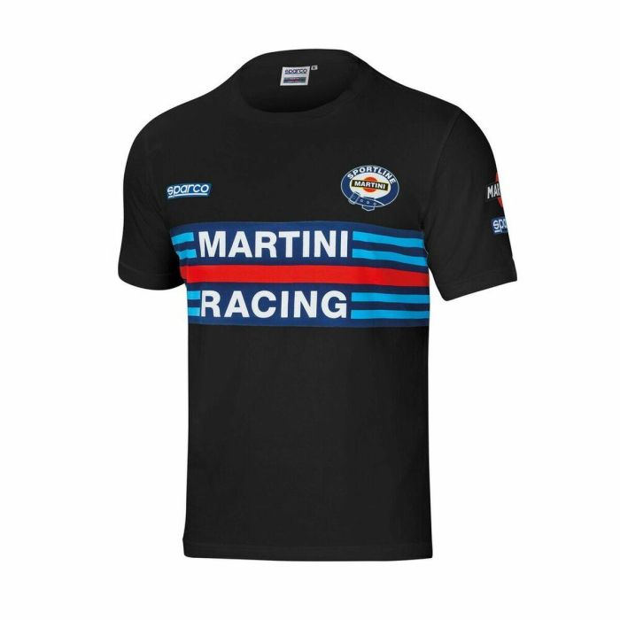 Sparco S01274MRNR2M Camiseta Martini Racing Retro 80s Hombre Negra Talla M Algodón Elastano Diseño Icónico Automovilismo