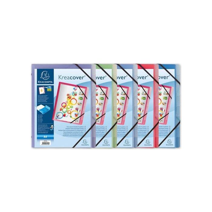 Carpeta Clasificadora Exacompta Krea Cover Personalizable Pp A4 8 Dptos. Con Gomas Y Solapas Surtido