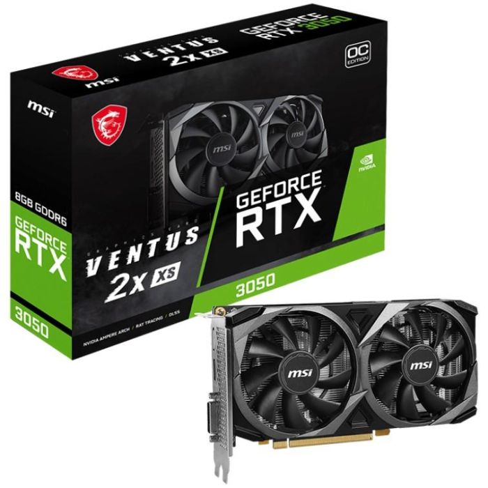 MSI VENTUS GeForce RTX 3050 2X XS 8G OC Tarjeta Gráfica NVIDIA 8GB GDDR6 1807MHz Dual Fan PCIe 4.0 G-SYNC 3