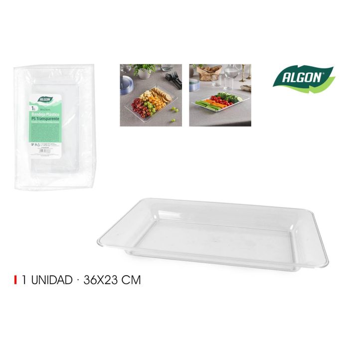 Bandeja rectangular transparente Algon 36x23 cm (18 Unidades) Bandeja rectangular transparente Algon 36x23 cm (18 Unidades)