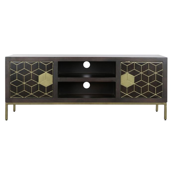 Mueble de TV DKD Home Decor 140 x 40 x 55 cm Negro Metal Acacia 5