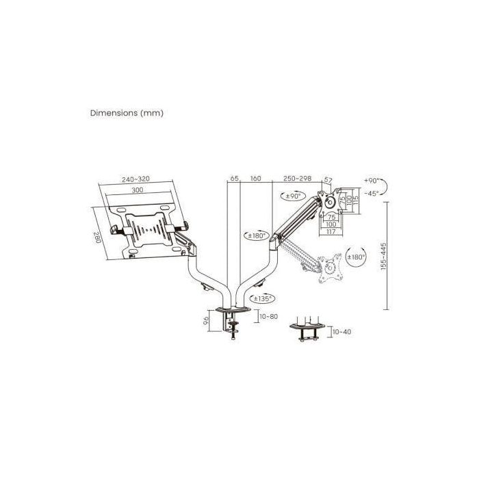 Aisens DTL32TSR-195 Soporte de Mesa Articulado para TV y Portátil 17-32" con Contrapeso 8kg/4.5kg Negro VESA 100x100mm 2 Aisens DTL32TSR-195 Soporte de Mesa Articulado para TV y Portátil 17-32" con Contrapeso 8kg/4.5kg Negro VESA 100x100mm 2