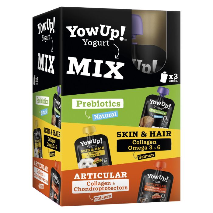 Yowup Pack Mix Yogur para Perros y Gatos 3x115g. Sin Lactosa ni Azúcares Añadidos. Con Prebióticos, Piel y Pelo, Articular. 1 Yowup Pack Mix Yogur para Perros y Gatos 3x115g. Sin Lactosa ni Azúcares Añadidos. Con Prebióticos, Piel y Pelo, Articular. 1