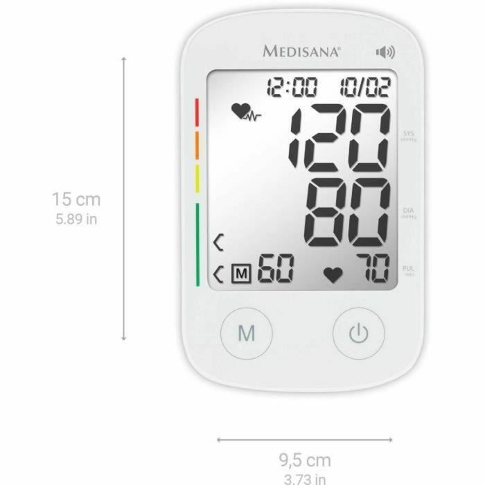 Medisana BU 535 Tensiómetro parlante con 6 idiomas, pantalla grande, dígitos XXL, medición de arritmias y 240 memorias