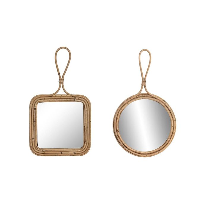 Espejo de pared Home ESPRIT Natural 24 x 2,5 x 40 cm (2 Unidades)