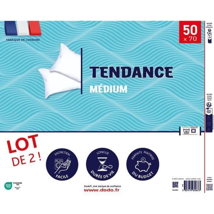 Juego de 2 almohadas Trendy 50x70 cm - 100% Poliéster - DODO 2 Juego de 2 almohadas Trendy 50x70 cm - 100% Poliéster - DODO 2