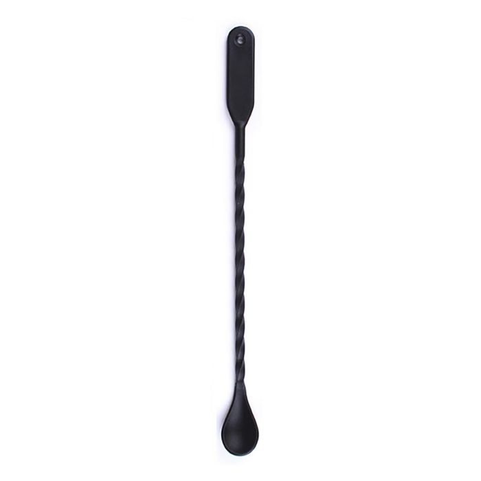 Koala Cuchara Cóctel Basic Polipropileno Negro Mate 31x2,7 cm, Higiénica y Fabricada en España