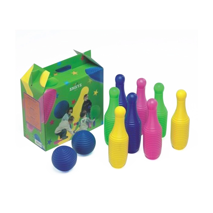 Amaya Juego de Bolos de Polietileno 26 cm Incluye 8 Bolos y 2 Pelotas para Niños y Adultos 1