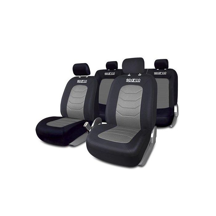 SPARCO SPC1019GR Juego Fundas Asiento S-Line Universales Lavables para Coche Gris y Negro 100% Poliéster