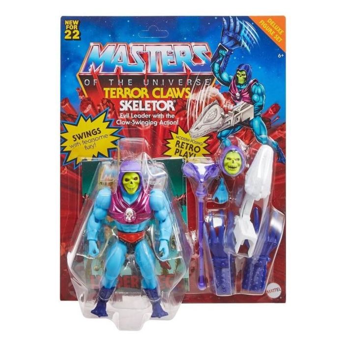 Mattel Figura Skeletor Puño Volador Masters Of The Universe 14cm Serie Netflix PVC con Arma y Efecto Power Attack 2