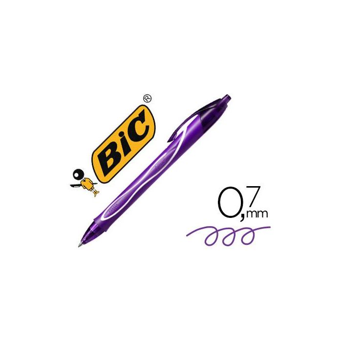 Boligrafo Bic Gelocity Quick Dry Retractil Tinta Gel Purpura Punta De 0,7 mm 12 unidades