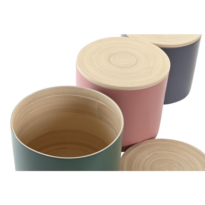DKD Home Decor Bote Balines de Bambú Reciclable, 2600ml, Set de 3 Unidades, Dimensiones 18x16x18 cm, Colores Surtidos 2 DKD Home Decor Bote Balines de Bambú Reciclable, 2600ml, Set de 3 Unidades, Dimensiones 18x16x18 cm, Colores Surtidos 2