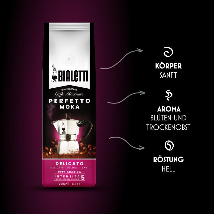 Bialetti Perfetto Moka Delicato gemahlen 250 g 1 Bialetti Perfetto Moka Delicato gemahlen 250 g 1
