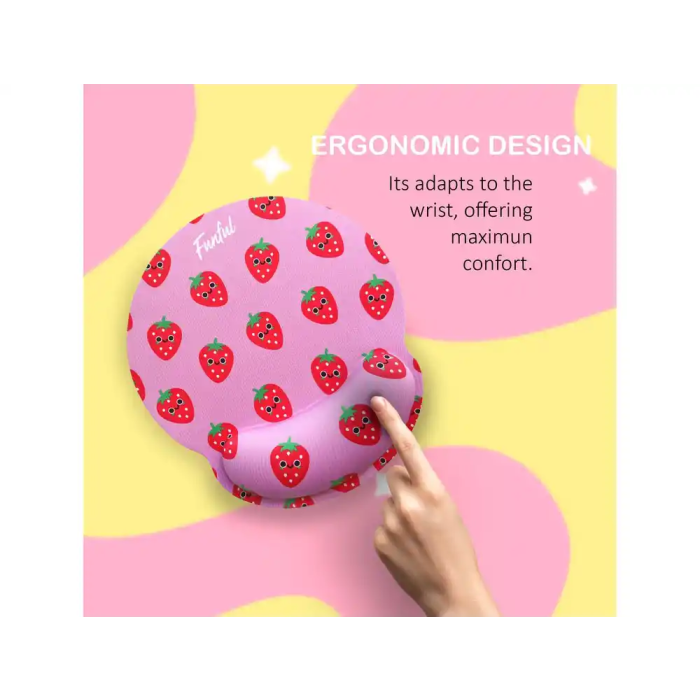 Wondee Alfombrilla de Ratón Ergonómica de Gel Antideslizante Fresa 250x230 mm 2