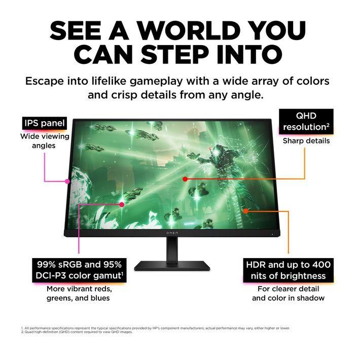 HP OMEN 27q Monitor Gaming, 27 pulgadas QHD (2560x1440), 165 Hz de Tasa de Refresco, con Alto Rendimiento y Colores Vívidos 19